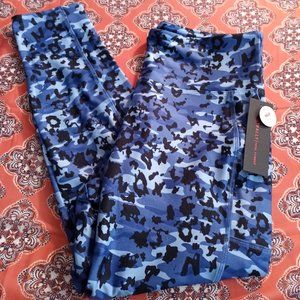 Bally Blue Multi Abstract Animal Print Total Fitness High Rise Leggings Size XL